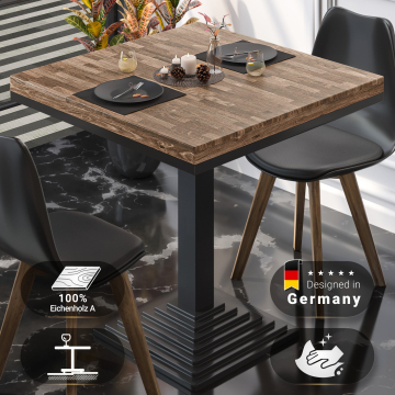 MPY | Bistro Solid Table | Square | 70 x 70 x 81 cm | Walnut / Black