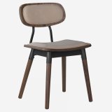 Natalia | Bistro Holz Stuhl | Sitz Samt | Taupe