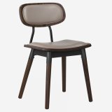 Natalia | Bistro Holz Stuhl | Sitz Leder | Taupe