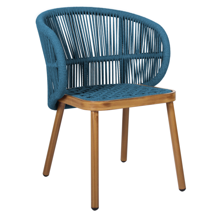 NANCY | Bistro terrace chair | Blue | Wood look