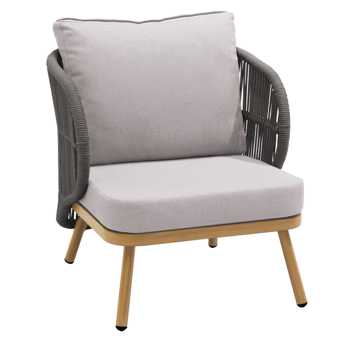 NANCY | Fauteuil de terrasse bistro | Gris | + Coussin