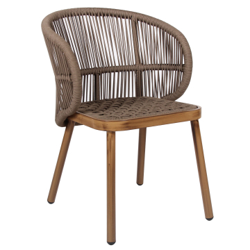 NANCY | Bistro Terrace Chair | Brown | Wood Look