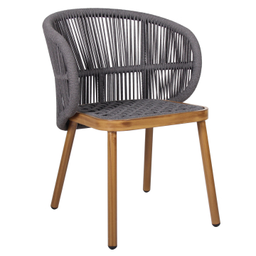 NANCY | Silla de terraza bistró | Gris oscuro | Aspecto de madera
