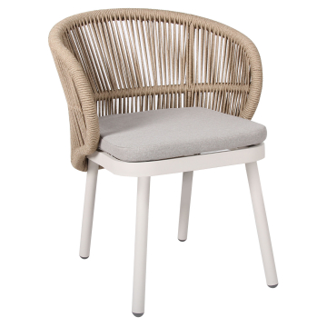 NANCY | Silla de terraza Bistro | Crema | + Cojín de asiento crema