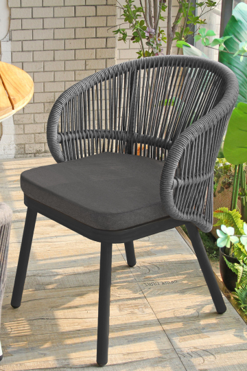 NANCY | Bistro Terrace Chair | Dark Grey | + Seat Cushion Grey