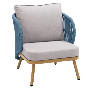 NANCY | Fauteuil de terrasse Bistro | Bleu | + Coussin de siège