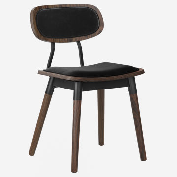 Natalia | Bistro Chaise en Bois | Siège en Velours | Noir