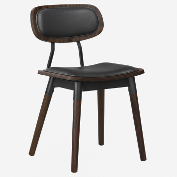 Natalia | Bistro wooden chair | Leather seat | Black