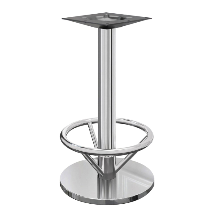 Nizza | Understel til højt cafébord | Rustfrit stål | Fod: Ø 50 cm | Kolonne: 7,6 x 105 cm | med fodring