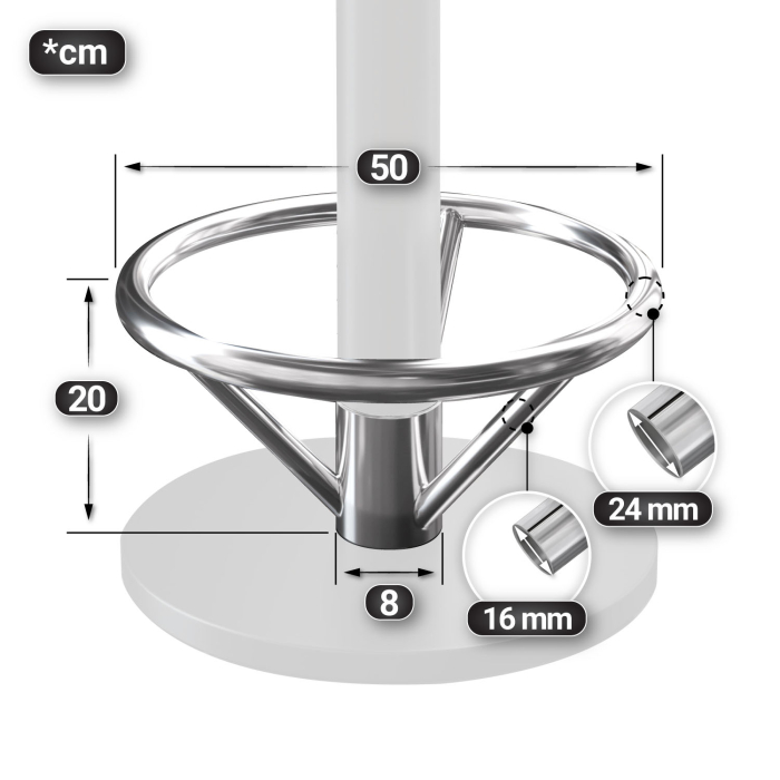 NIZZA FOOT | Bistro Stehtischgestell | Schwarz | Fuß: Ø 50 cm | Höhe: 105 cm | mit Fußring