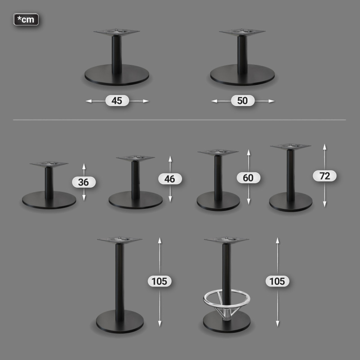 NIZZA FOOT | Bistro Stehtischgestell | Schwarz | Fuß: Ø 50 cm | Höhe: 105 cm | mit Fußring