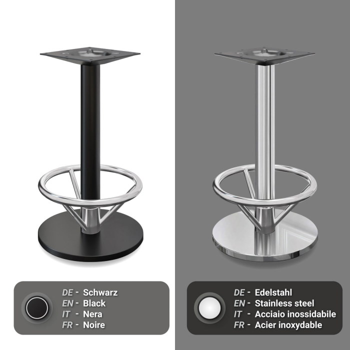 NIZZA FOOT | Bistro Stehtischgestell | Schwarz | Fuß: Ø 50 cm | Höhe: 105 cm | mit Fußring