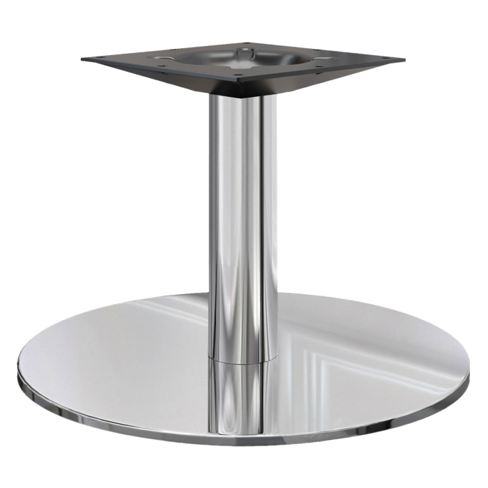 NIZZA | Structure de table basse bistro | Acier inoxydable | Hauteur : 35 cm | Plateau : Ø 50 cm | Colonne : Ø 7,6 cm