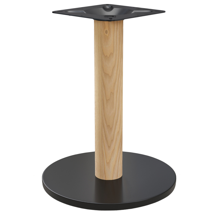 NIZZA | Stelaż stołu bistro | Czarny/Dąb | Wysokość: 71 cm | Słupek: Ø 8 cm | Podstawa: Ø 50 cm