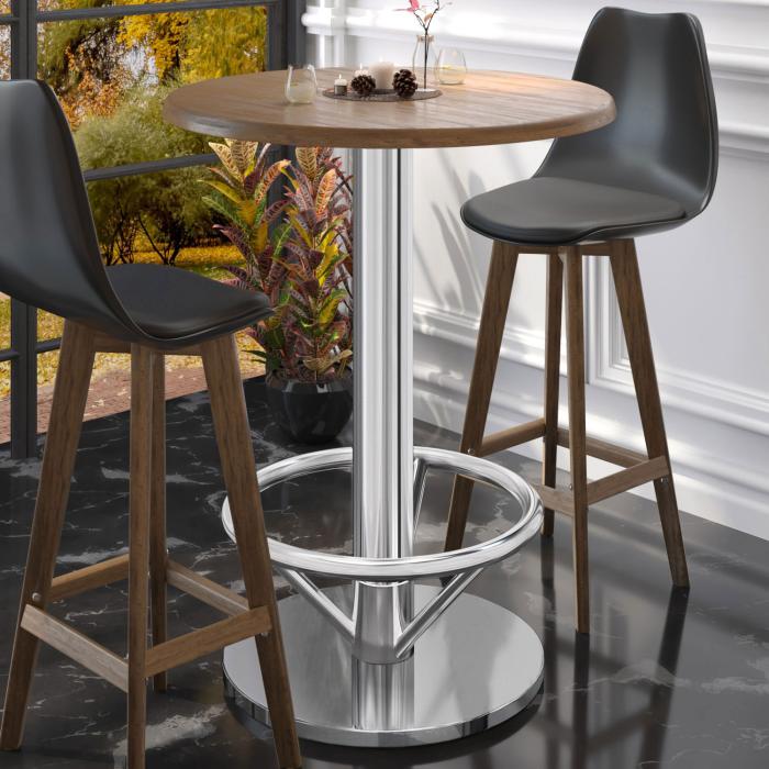 Nizza | Base tavoli alti | Acciaio inox | Piede: Ø 50 cm | Colonna: 7,6 x 105 cm | con anello per i piedi Nizza | Base tavoli alti | Acciaio inox | Piede: Ø 50 cm | Colonna: 7,6 x 105 cm | con anello per i piedi