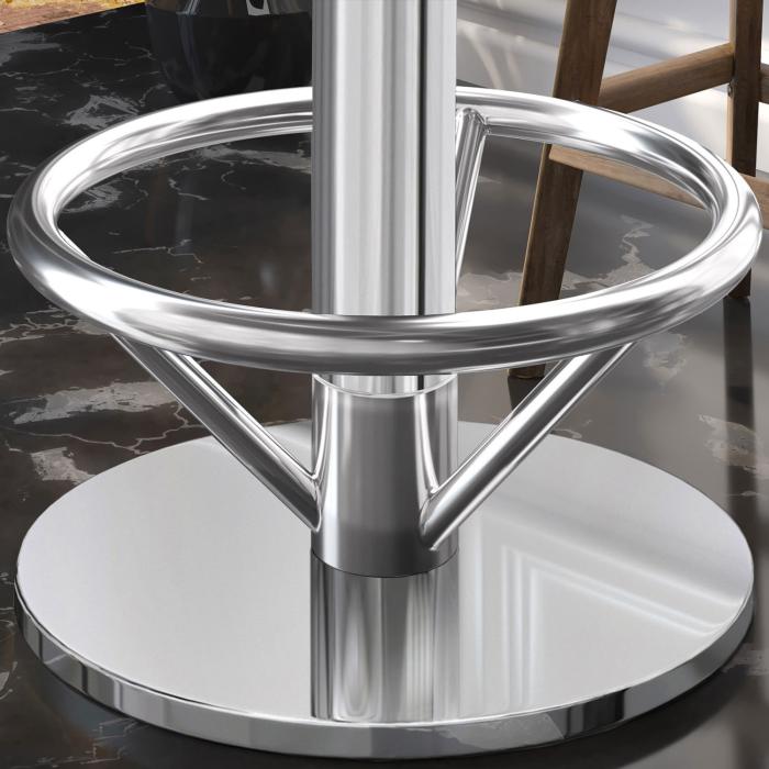 Nizza | Base tavoli alti | Acciaio inox | Piede: Ø 50 cm | Colonna: 7,6 x 105 cm | con anello per i piedi Nizza | Base tavoli alti | Acciaio inox | Piede: Ø 50 cm | Colonna: 7,6 x 105 cm | con anello per i piedi