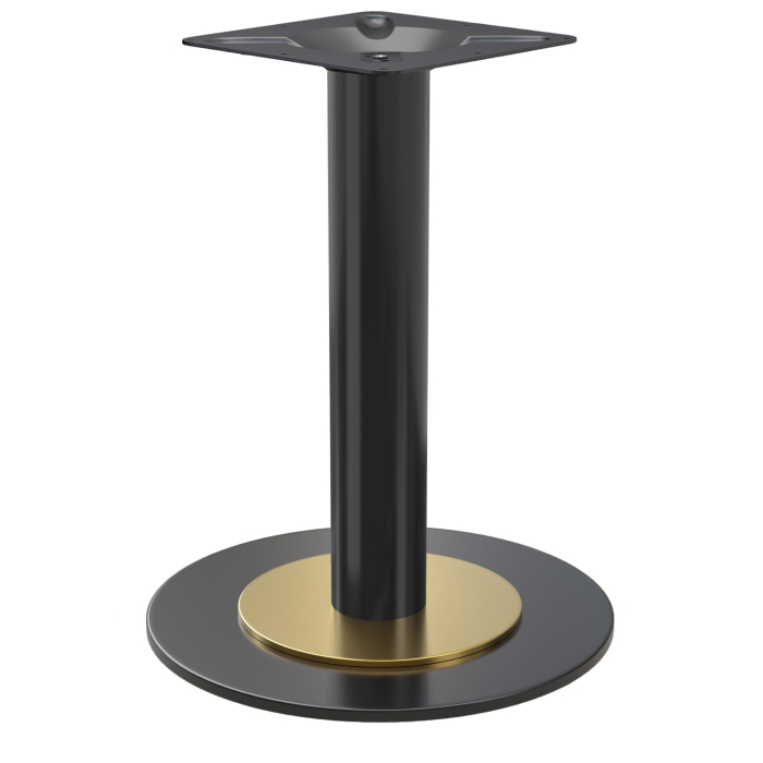 Nizza | Bistro Bordunderstell | Gull/Sort | Høyde: 72 cm | Søyle: Ø 7,6 cm | Ferdigplate: Ø 50 cm