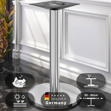 NIZZA | Base de mesa alta | Acero inoxidable | Pie: Ø 50 cm | Columna: 7,6 x 105 cm
