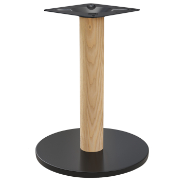 NIZZA | Stelaż stołu bistro | Czarny/Dąb | Wysokość: 71 cm | Słupek: Ø 8 cm | Podstawa: Ø 45 cm