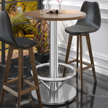 Nizza | Telaio del tavolo da bar bistrot | Edelstahl | Fuß: Ø 50 cm | Säule: 7,6 x 105 cm | mit Fußring