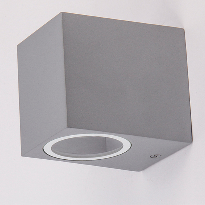 NOVA Außen Wandleuchte Silber Alu Modern Up & Down Strahler 35W GU10 8cm IP44