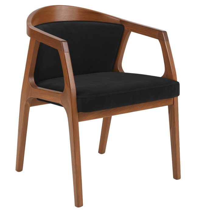 Nova | Bistro chaise en bois | Velours | Noir