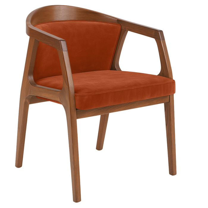 Nova | Bistro Holz Stuhl | Samt | Orange