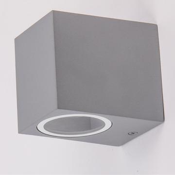 NOVA Zewnętrzna lampa ścienna srebrna Alu Nowoczesny reflektor góra/dół 35W GU10 8cm IP44