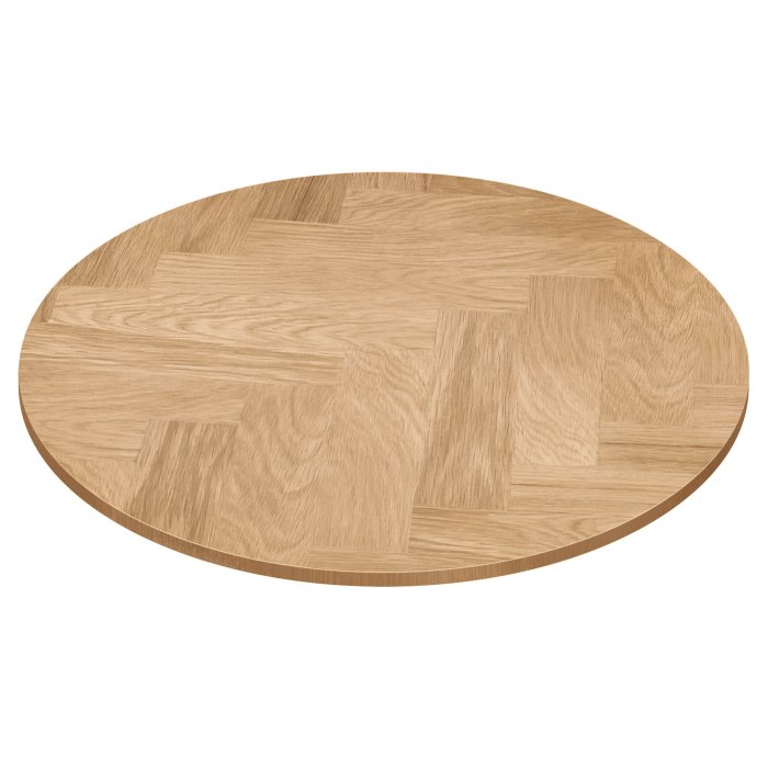 EGEFINER | Bordplade i gastro-egefiner | Ø 60 x 2,5 cm | Eg | Rund | Sildebensmønster
