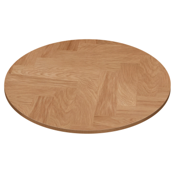 OAK VENEER | Gastro Eichenfurnier Tischplatte | Ø 60 x 2,5 cm | Eiche | Rund | Fischgrät