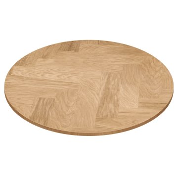 OAK VENEER | Gastro Eichenfurnier Tischplatte | Ø 60 x 2,5 cm | Eiche | Rund | Fischgrät
