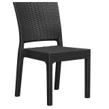 OLIVIA | Sedia da bistrot in rattan | Nero | Plastica