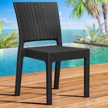 OLIVIA | Rattan Bistro Chair | Black | Plastic