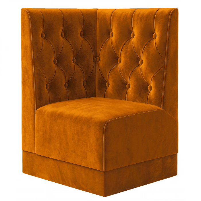 Meyer S | Gastro Eckbank | B:H 64 x 120 cm | Orange | Chesterfield | Samt