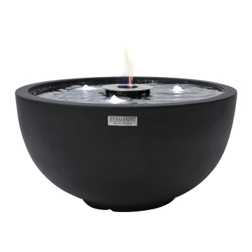 ORBIS  | LED Terrassen Brunnen mit Feuerstelle | Ø:H 68 x 36 cm | Beton | Schwarz