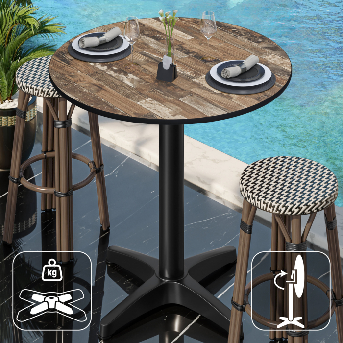CPBL | HPL Compact Bistro Table | Ø 60 x 110 cm | Foldable + Additional Weight | Vintage Old / Black CPBL | HPL Compact Bistro Table | Ø 60 x 110 cm | Foldable + Additional Weight | Vintage Old / Black