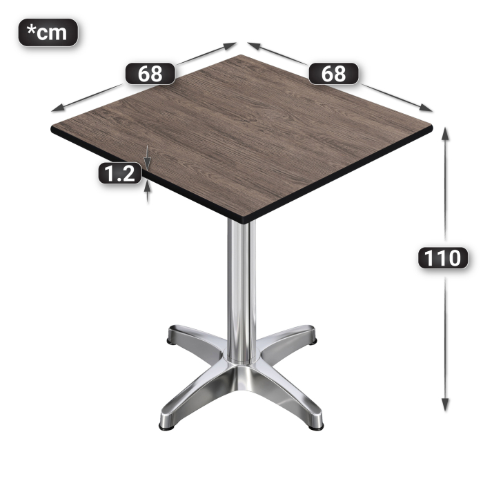CPBL | HPL Compact Bistro Stół Wysoki | 70 x 70 x 110 cm | + Dodatkowy ciężar | Lekki Wenge / Aluminium CPBL | HPL Compact Bistro Stół Wysoki | 70 x 70 x 110 cm | + Dodatkowy ciężar | Lekki Wenge / Aluminium