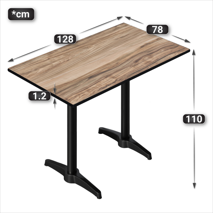 CPBL | HPL Kompakt Bistro Steht bord | 130 x 80 x 110 cm | Sheesham / Svart | Rektangulær CPBL | HPL Kompakt Bistro Steht bord | 130 x 80 x 110 cm | Sheesham / Svart | Rektangulær