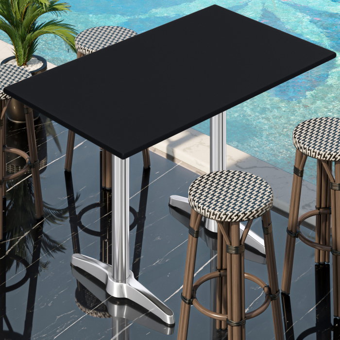 CPBL | HPL Compact Bistro Mesa Alta | 130 x 80 x 110 cm | Negro / Plata | Rectangular