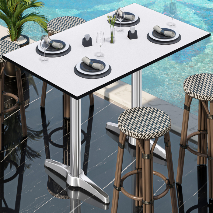 CPBL | HPL Mesa de Bistro Compacta de Pie | 130 x 80 x 110 cm | Wengué / Plata | Rectangular