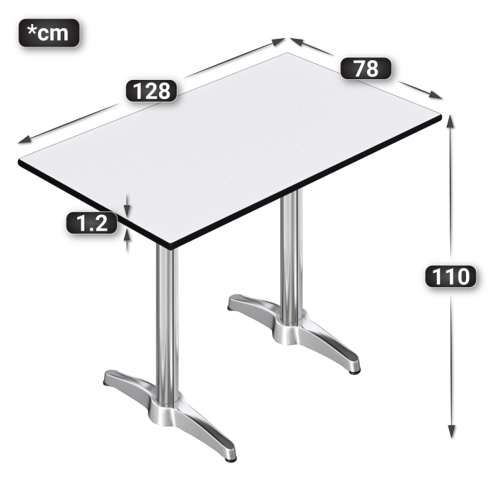 CPBL | HPL Mesa de Bistro Compacta de Pie | 130 x 80 x 110 cm | Wengué / Plata | Rectangular