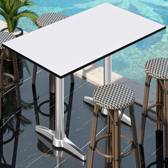 CPBL | HPL Mesa de Bistro Compacta de Pie | 130 x 80 x 110 cm | Wengué / Plata | Rectangular