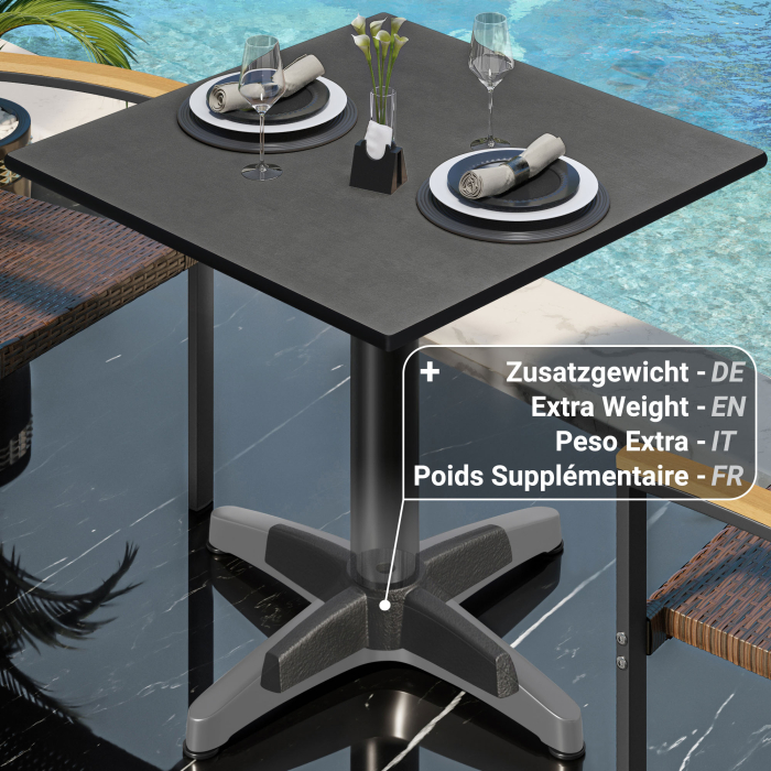 CPBL | HPL Bistro Table | W:D:H 70 x 70 x 78 cm | Anthracite / Aluminium Black | Foldable + additional weight | Square