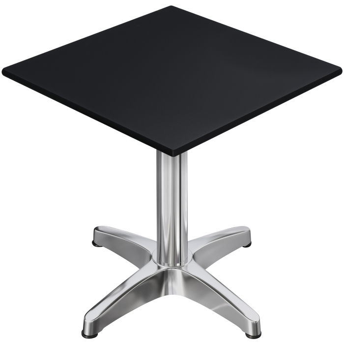 CPBL | HPL Bistro Table | W:D:H 70 x 70 x 78 cm | Black / Aluminium | Foldable + additional weight | Square