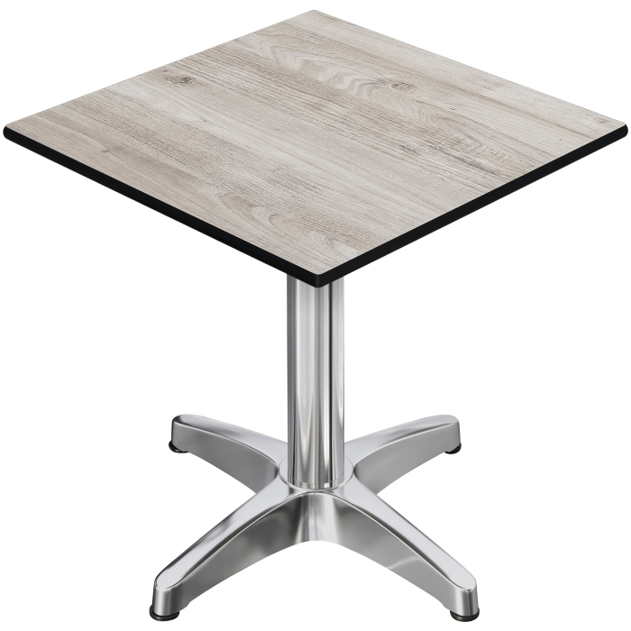 CPBL | HPL Bistro table | W:D:H 70 x 70 x 78 cm | Oak-white / aluminium | Folding + additional weight | Square