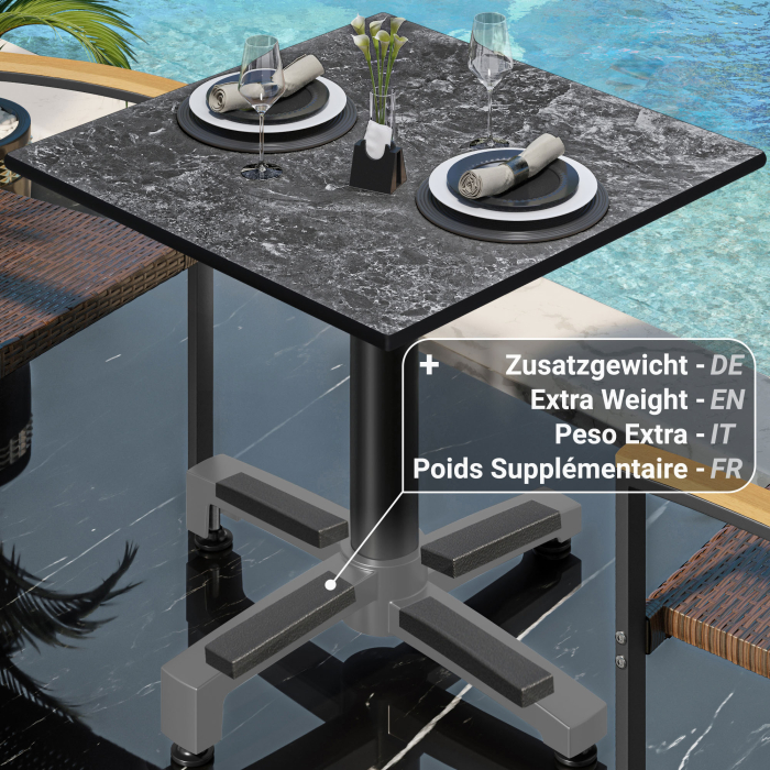 CPBC | HPL Bistro Table | W:D:H 70 x 70 x 78 cm | Rock / Aluminium | Foldable + additional weight | Square CPBC | HPL Bistro Table | W:D:H 70 x 70 x 78 cm | Rock / Aluminium | Foldable + additional weight | Square