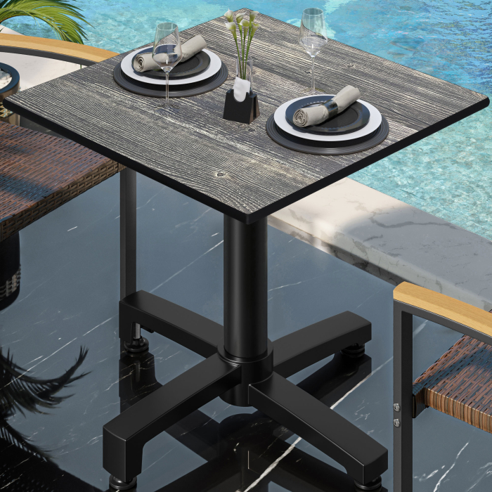 CPBC | HPL Bistro Table | W:D:H 70 x 70 x 78 cm | Rustic Pine / Aluminium | Additional Weight | Square