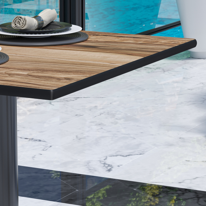 CPBC | HPL Bistro Table | W:D:H 70 x 70 x 78 cm | Sheesham / Aluminium | Foldable + additional weight | Square