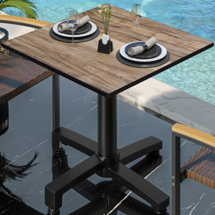 CPBC | HPL Bistro Table | W:D:H 70 x 70 x 78 cm | Sheesham / Aluminium | Foldable + additional weight | Square