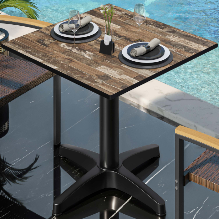 CPBL | HPL Bistro Table | W:D:H 70 x 70 x 78 cm | Vintage Old / Aluminium | Foldable + additional weight | Square CPBL | HPL Bistro Table | W:D:H 70 x 70 x 78 cm | Vintage Old / Aluminium | Foldable + additional weight | Square